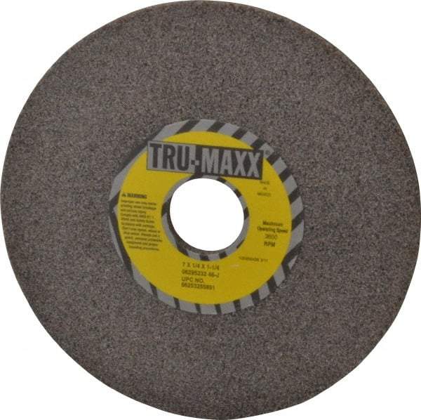 Tru-Maxx - 7" Diam x 1-1/4" Hole x 1/4" Thick, J Hardness, 46 Grit Surface Grinding Wheel - Aluminum Oxide, Type 1, Coarse Grade, 3,600 Max RPM, Vitrified Bond, No Recess - Americas Industrial Supply