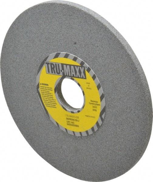 Tru-Maxx - 7" Diam x 1-1/4" Hole x 1/4" Thick, J Hardness, 80 Grit Surface Grinding Wheel - Aluminum Oxide, Type 1, Medium Grade, 3,600 Max RPM, Vitrified Bond, No Recess - Americas Industrial Supply