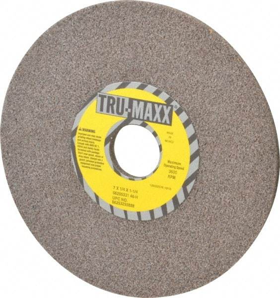 Tru-Maxx - 7" Diam x 1-1/4" Hole x 1/4" Thick, H Hardness, 46 Grit Surface Grinding Wheel - Aluminum Oxide, Type 1, Coarse Grade, 3,600 Max RPM, Vitrified Bond, No Recess - Americas Industrial Supply