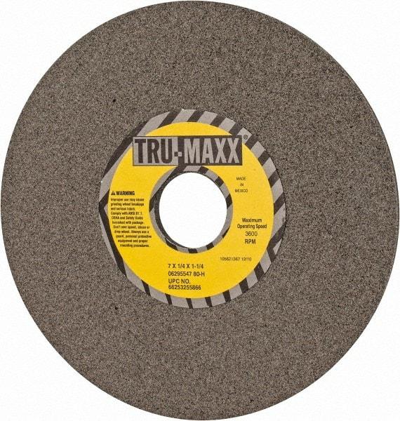 Tru-Maxx - 7" Diam x 1-1/4" Hole x 1/4" Thick, H Hardness, 80 Grit Surface Grinding Wheel - Aluminum Oxide, Type 1, Medium Grade, 3,600 Max RPM, Vitrified Bond, No Recess - Americas Industrial Supply