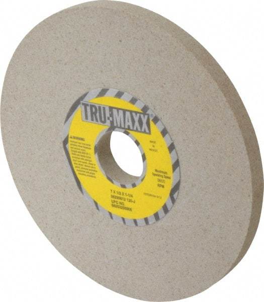 Tru-Maxx - 7" Diam x 1-1/4" Hole x 1/2" Thick, J Hardness, 120 Grit Surface Grinding Wheel - Aluminum Oxide, Type 1, Fine Grade, 3,600 Max RPM, Vitrified Bond, No Recess - Americas Industrial Supply