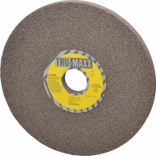 Tru-Maxx - 8" Diam x 1-1/4" Hole x 1/2" Thick, H Hardness, 46 Grit Surface Grinding Wheel - Aluminum Oxide, Type 1, Coarse Grade, 3,105 Max RPM, Vitrified Bond, No Recess - Americas Industrial Supply