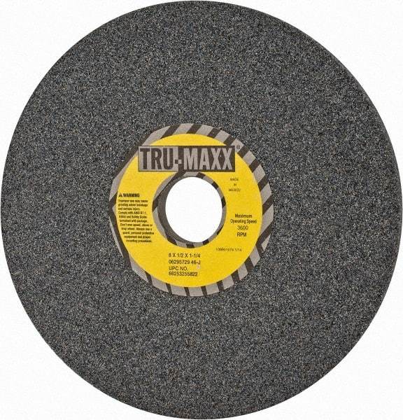 Tru-Maxx - 8" Diam x 1-1/4" Hole x 1/2" Thick, J Hardness, 46 Grit Surface Grinding Wheel - Aluminum Oxide, Type 1, Coarse Grade, 3,600 Max RPM, Vitrified Bond, No Recess - Americas Industrial Supply