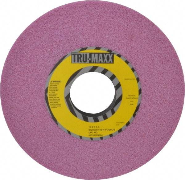 Tru-Maxx - 12" Diam x 3" Hole x 1" Thick, H Hardness, 46 Grit Surface Grinding Wheel - Aluminum Oxide, Type 1, Coarse Grade, 2,705 Max RPM, Vitrified Bond, No Recess - Americas Industrial Supply