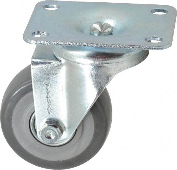 Shepherd - 3" Diam x 1-1/4" Wide x 4-1/4" OAH Top Plate Mount Swivel Caster - Polyurethane, 185 Lb Capacity, Ball Bearing, 2-5/8 x 3-3/4" Plate - Americas Industrial Supply