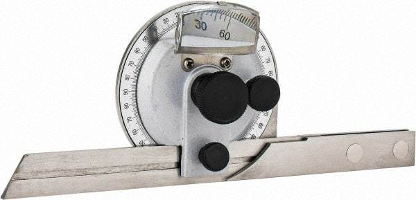 Value Collection - 6, 12 Inch Long Blade, 360° Max Measurement, Bevel Protractor - Accuracy up to 5 Min, 5 Min Dial Graduation - Americas Industrial Supply
