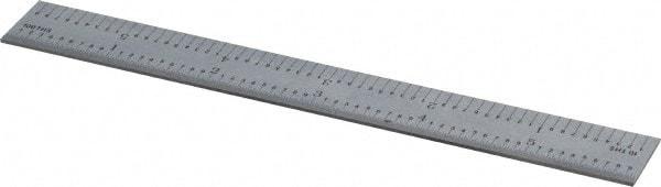 PEC Tools - 6" Long, 1/100, 1/64, 1/32, 1/10" Graduation, Rigid Steel Rule - 5R Graduation Style, 3/4" Wide, Silver, Satin Chrome Finish - Americas Industrial Supply