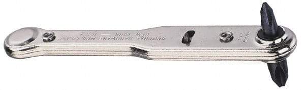 General - #1, #2 Phillips Point, Ratcheting Offset Phillips Screwdriver - 3-7/8" OAL - Americas Industrial Supply