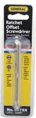 General - 1/4" Slotted Blade, #2 Phillips Point, Ratcheting Offset Slotted & Phillips Screwdriver Set - 3-7/8" OAL - Americas Industrial Supply