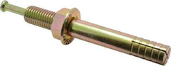 Wej-It - 3/4" Diam, 3/4" Drill, 6" OAL, 1-3/4" Min Embedment Hammer Drive Concrete Anchor - 1018 Iron (Pin)/Steel (Body), Zinc Yellow Dichromate Finish, Hex Nut Head, Hex Drive - Americas Industrial Supply