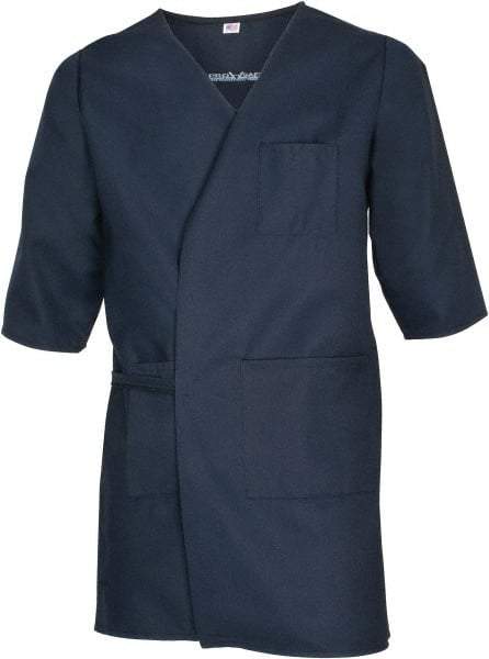 PRO-SAFE - Size M Navy Blue Smock with 5 Pockets - Polyester and Cotton, Buttonless and Ties In Back - Americas Industrial Supply