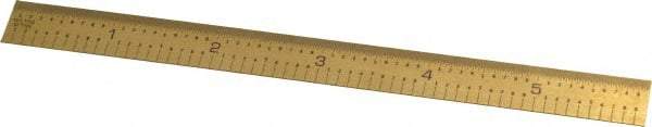 Fowler - 6" Long, 1/100, 1/64, 1/32, 1/10" Graduation, Flexible Steel Rule - 5R Graduation Style, 3/4" Wide, Yellow, Titanium Finish - Americas Industrial Supply