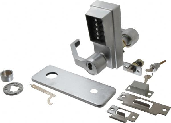 Kaba Access - Heavy Duty Combination Entry Lever Lockset with Key Override - 2-3/4" Back Set, 6 or 7 Pin Length Best & Compatible Cylinder (Core Not Included), Satin Chrome Finish - Americas Industrial Supply