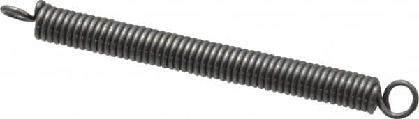 Made in USA - 1/8" OD, 4.76 Lb Max Load, 2.05" Max Ext Len, 0.023" Wire Diam Spring - 7.1 Lb/In Rating, 0.92 Lb Init Tension, 1-1/2" Free Length - Americas Industrial Supply