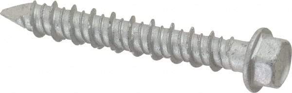 Made in USA - 1/4" Diam, 1-3/4" Length Under Head, Hex Drive, Concrete Screw & Masonry Fastener - Stainless Steel, Climashield Finish, Includes Drill Bit - Americas Industrial Supply