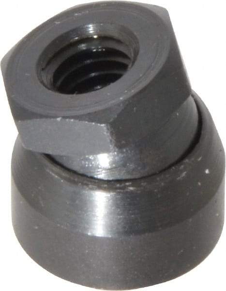 TE-CO - 5/16-18, 11/16" Pad Diam, Uncoated Bottom, Steel Toggle Pad - 7/16 Depth, 11/16" OAL, 9/16" Width Across Flats, Black Oxide Coated, Grade 12L14, 10° Swivel Angle - Americas Industrial Supply