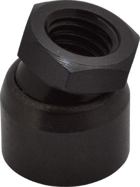 TE-CO - 1/2-13, 7/8" Pad Diam, Uncoated Bottom, Steel Toggle Pad - 17/32 Depth, 1" OAL, 3/4" Width Across Flats, Black Oxide Coated, Grade 12L14, 10° Swivel Angle - Americas Industrial Supply