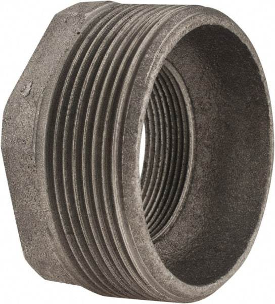 Made in USA - Size 3 x 2", Class 150, Cast Iron Black Pipe Hex Bushing - 300 psi, Threaded End Connection - Americas Industrial Supply
