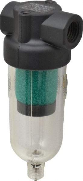 Norgren - 1/4" Port Coalescing Filter - Polycarbonate Bowl, Manual Drain, 150 Max psi, 0.01 Micron Rating, 1.63" Wide x 4-1/4" High - Americas Industrial Supply