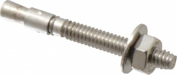 Red Head - 1/4" Diam, 1/4" Drill, 2-1/4" OAL, Wedge Expansion Concrete Anchor - 316 Stainless Steel, Hex Nut Head, Hex Drive, 1-1/4" Thread Length - Americas Industrial Supply