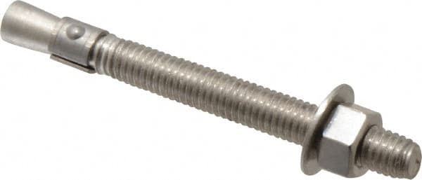 Red Head - 3/8" Diam, 3/8" Drill, 3-3/4" OAL, Wedge Expansion Concrete Anchor - 316 Stainless Steel, Hex Nut Head, Hex Drive, 2-1/2" Thread Length - Americas Industrial Supply