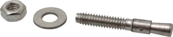 Red Head - 1/4" Diam, 1/4" Drill, 1-3/4" OAL, 1-5/8" Min Embedment Wedge Expansion Concrete Anchor - 304 Stainless Steel, Hex Nut Head, Hex Drive, 3/4" Thread Length - Americas Industrial Supply