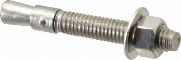 Red Head - 3/8" Diam, 3/8" Drill, 2-3/4" OAL, 2-1/2" Min Embedment Wedge Expansion Concrete Anchor - 304 Stainless Steel, Hex Nut Head, Hex Drive, 1-5/8" Thread Length - Americas Industrial Supply