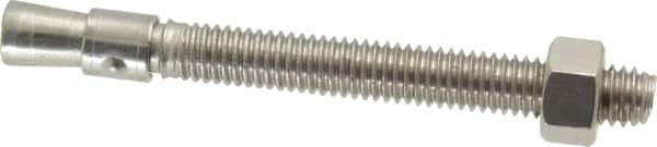 Red Head - 3/8" Diam, 3/8" Drill, 3-3/4" OAL, 3/4" Min Embedment Wedge Expansion Concrete Anchor - 304 Stainless Steel, Hex Nut Head, Hex Drive, 2-1/2" Thread Length - Americas Industrial Supply
