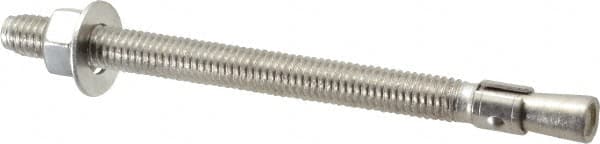 Red Head - 3/8" Diam, 3/8" Drill, 5" OAL, 3/4" Min Embedment Wedge Expansion Concrete Anchor - 304 Stainless Steel, Hex Nut Head, Hex Drive, 3-3/4" Thread Length - Americas Industrial Supply