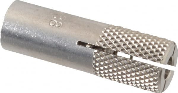 Red Head - 1/2" Diam, 1/2" Drill, 1-1/2" Min Embedment Drop-In Concrete Anchor - 303, 18-8 Stainless Steel, Slotted Drive, 1/2" Thread Length - Americas Industrial Supply