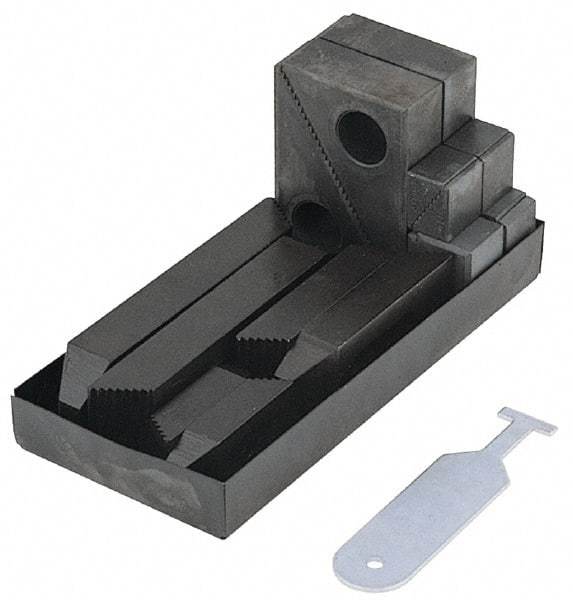 TE-CO - 13 Piece Fixturing Step Block & Clamp Set with 1" Step Block, 5/8 Stud Thread - Includes 6 Serrated End Clamps, 6 Step Blocks, Holder - Americas Industrial Supply