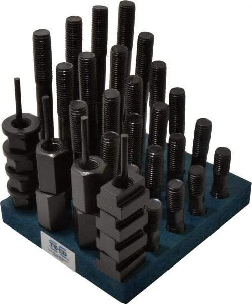 TE-CO - 38 Piece, 3/4-10 Stud, 13/16" T Slot, T Nut & Stud Kit - 1-1/4" T-Slot Nut Width, 3, 4, 5, 6, 7, 8" Stud Lengths - Americas Industrial Supply