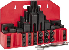 Value Collection - 52 Piece Fixturing Step Block & Clamp Set with 1" Step Block, 5/8" T-Slot, 1/2-13 Stud Thread - 1" Nut Width, 3, 4, 5, 6, 7 & 8" Stud Lengths - Americas Industrial Supply