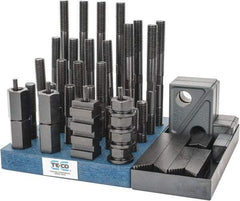 TE-CO - 50 Piece Fixturing Step Block & Clamp Set with 1" Step Block, 11/16" T-Slot, 5/8-11 Stud Thread - 1-1/8" Nut Width, 3, 4, 5, 6, 7 & 8" Stud Lengths - Americas Industrial Supply