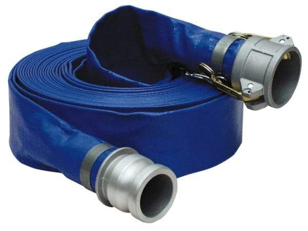 Alliance Hose & Rubber - -5 to 130°F, 1-1/2" Inside x 1-1/2" Outside Diam, PVC Liquid Suction & Discharge Hose - Blue, 100' Long, 80 psi Working Pressure - Americas Industrial Supply