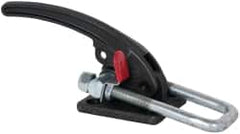 De-Sta-Co - 7,500 Lb Capacity, Horizontal, U Hook, Flanged Base, Carbon Steel Pull Action Latch Clamp - 2.19" Drawing Movement, 9.65" OAL, Threaded U Hook, Straight Handle - Americas Industrial Supply