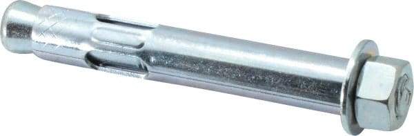 Red Head - 5/8" Diam, 5/8" Drill, 4-1/4" OAL, 2-1/4" Min Embedment Sleeve Concrete Anchor - Steel, Zinc-Plated Finish, Hex Nut Head, Hex Drive - Americas Industrial Supply