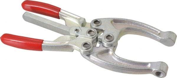 De-Sta-Co - 5337.87 N Load Capacity, 2.56" Throat Depth, 9.19" OAL, Carbon Steel, C Style Plier Clamp - M10x1.25 Spindle, 4.06" Open Throat Height, Red Handle, Spindle End - Americas Industrial Supply
