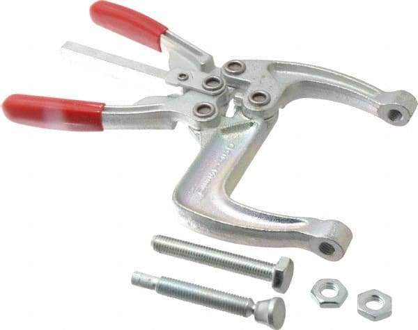 De-Sta-Co - 5337.87 N Load Capacity, 2.56" Throat Depth, 9.15" OAL, Carbon Steel, C Style Plier Clamp - 5.98" Max Jaw Capacity, M10x1.5 Spindle, 5.98" Open Throat Height, Red Handle, Spindle End - Americas Industrial Supply