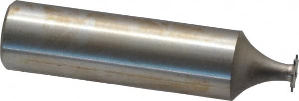 Made in USA - 1/4" Diam x 1/64" Face Width, High Speed Steel, 8 Teeth, Shank Connection Woodruff Keyseat Cutter - Uncoated, 2-1/16" OAL x 1/2" Shank, Straight Teeth - Americas Industrial Supply
