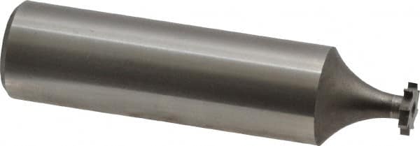 Made in USA - 1/4" Diam x 3/64" Face Width, High Speed Steel, 8 Teeth, Shank Connection Woodruff Keyseat Cutter - Uncoated, 2-1/16" OAL x 1/2" Shank, Straight Teeth - Americas Industrial Supply