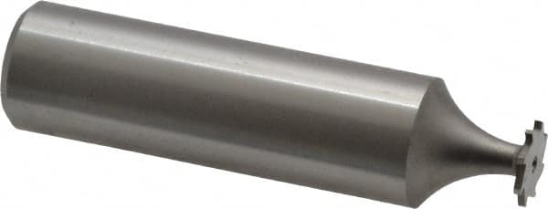 Made in USA - 5/16" Diam x 1/32" Face Width, High Speed Steel, 8 Teeth, Shank Connection Woodruff Keyseat Cutter - Uncoated, 2-1/16" OAL x 1/2" Shank, Straight Teeth - Americas Industrial Supply