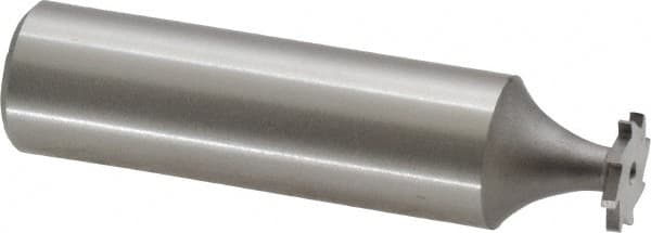 Made in USA - 3/8" Diam x 3/64" Face Width, High Speed Steel, 8 Teeth, Shank Connection Woodruff Keyseat Cutter - Uncoated, 2-1/16" OAL x 1/2" Shank, Straight Teeth - Americas Industrial Supply