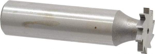 Made in USA - 5/8" Diam x 5/64" Face Width, High Speed Steel, 12 Teeth, Shank Connection Woodruff Keyseat Cutter - Uncoated, 2-3/32" OAL x 1/2" Shank, Straight Teeth - Americas Industrial Supply