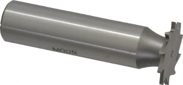Made in USA - 3/4" Diam x 3/64" Face Width, High Speed Steel, 14 Teeth, Shank Connection Woodruff Keyseat Cutter - Uncoated, 2-1/8" OAL x 1/2" Shank, Straight Teeth - Americas Industrial Supply