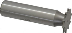 Made in USA - 3/4" Diam x 3/64" Face Width, High Speed Steel, 14 Teeth, Shank Connection Woodruff Keyseat Cutter - Uncoated, 2-1/8" OAL x 1/2" Shank, Straight Teeth - Americas Industrial Supply