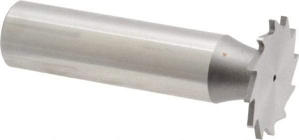 Made in USA - 7/8" Diam x 3/64" Face Width, High Speed Steel, 14 Teeth, Shank Connection Woodruff Keyseat Cutter - Uncoated, 2-5/32" OAL x 1/2" Shank, Straight Teeth - Americas Industrial Supply