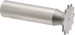 Made in USA - 7/8" Diam x 3/64" Face Width, High Speed Steel, 14 Teeth, Shank Connection Woodruff Keyseat Cutter - Uncoated, 2-5/32" OAL x 1/2" Shank, Straight Teeth - Americas Industrial Supply