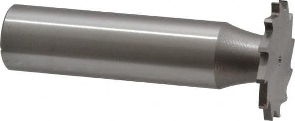 Made in USA - 7/8" Diam x 1/16" Face Width, High Speed Steel, 14 Teeth, Shank Connection Woodruff Keyseat Cutter - Uncoated, 2-5/32" OAL x 1/2" Shank, Straight Teeth - Americas Industrial Supply