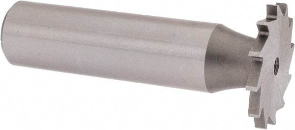 Made in USA - 7/8" Diam x 5/64" Face Width, High Speed Steel, 14 Teeth, Shank Connection Woodruff Keyseat Cutter - Uncoated, 2-5/32" OAL x 1/2" Shank, Straight Teeth - Americas Industrial Supply